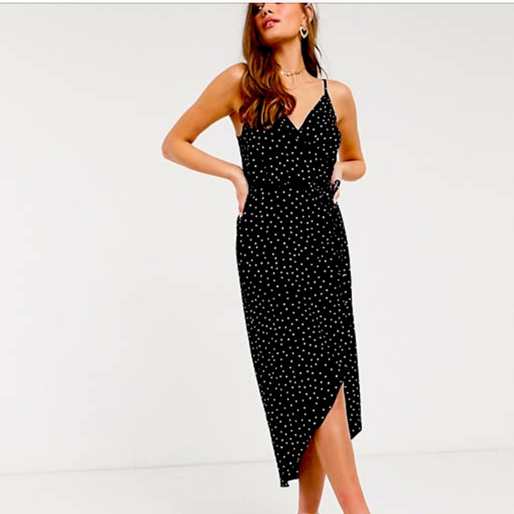 Petite Cami Wrap dress in polka dot